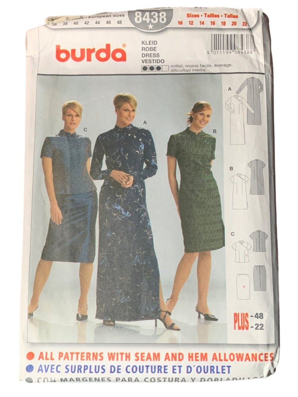 Burda 8438 Shirt Skirt Dress Pattern Women Styles Size 10 12 14 16 18 22 90s